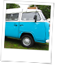 Image of a retro VW campervan in blue