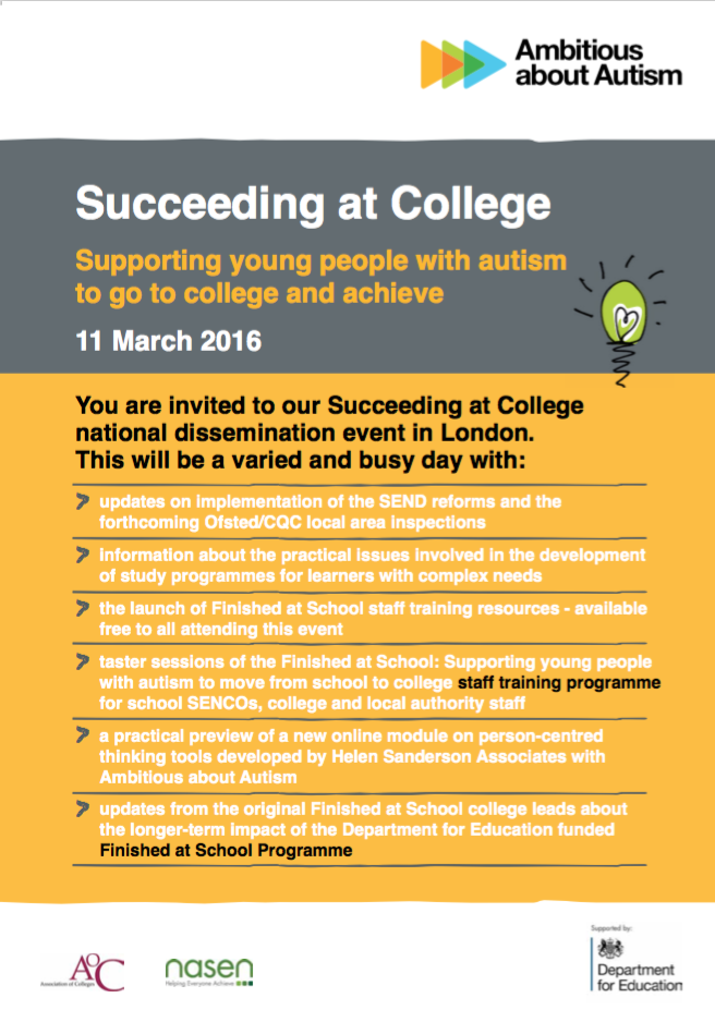 Succeeding at College dissemination event 11.3.16 Screenshot of page 1 of the Succeeding at College dissemination event flyer