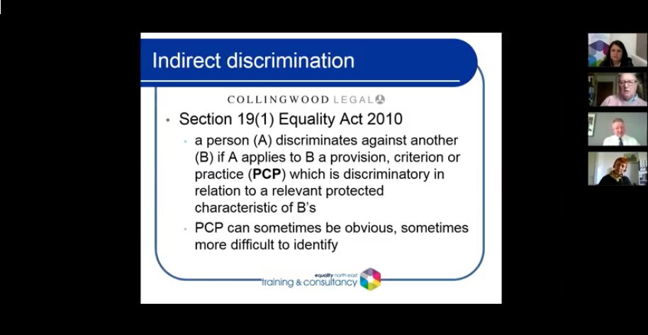 Screen shot of video recording of Equality Act: 5 years on webinar 