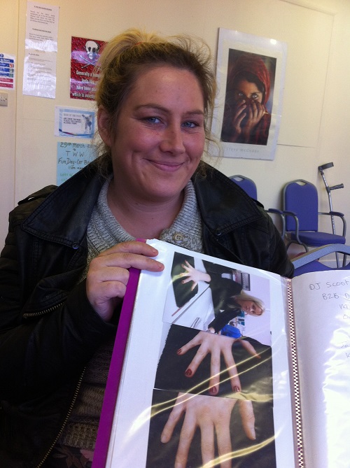 Angela with her portfolio Angela with her portfolio